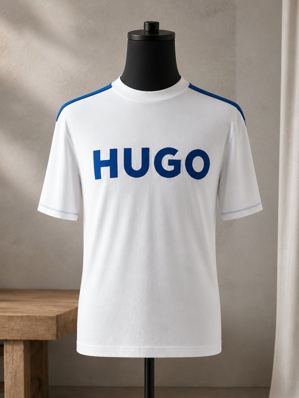 HUGO BLUE oversized logo tee with taping in white size XXL
